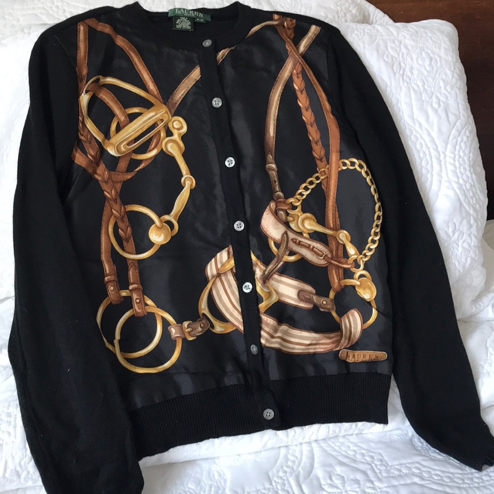 RALPH LAUREN CASHMERE & SILK CARDIGAN SWEATER